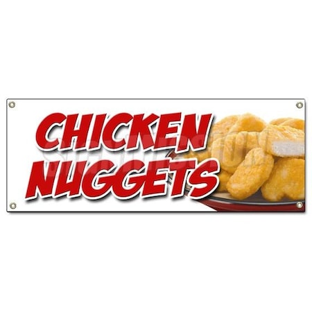 Signmission CHICKEN NUGGETS BANNER SIGN fried nuggets fingers tenders food white B-Chicken Nuggets